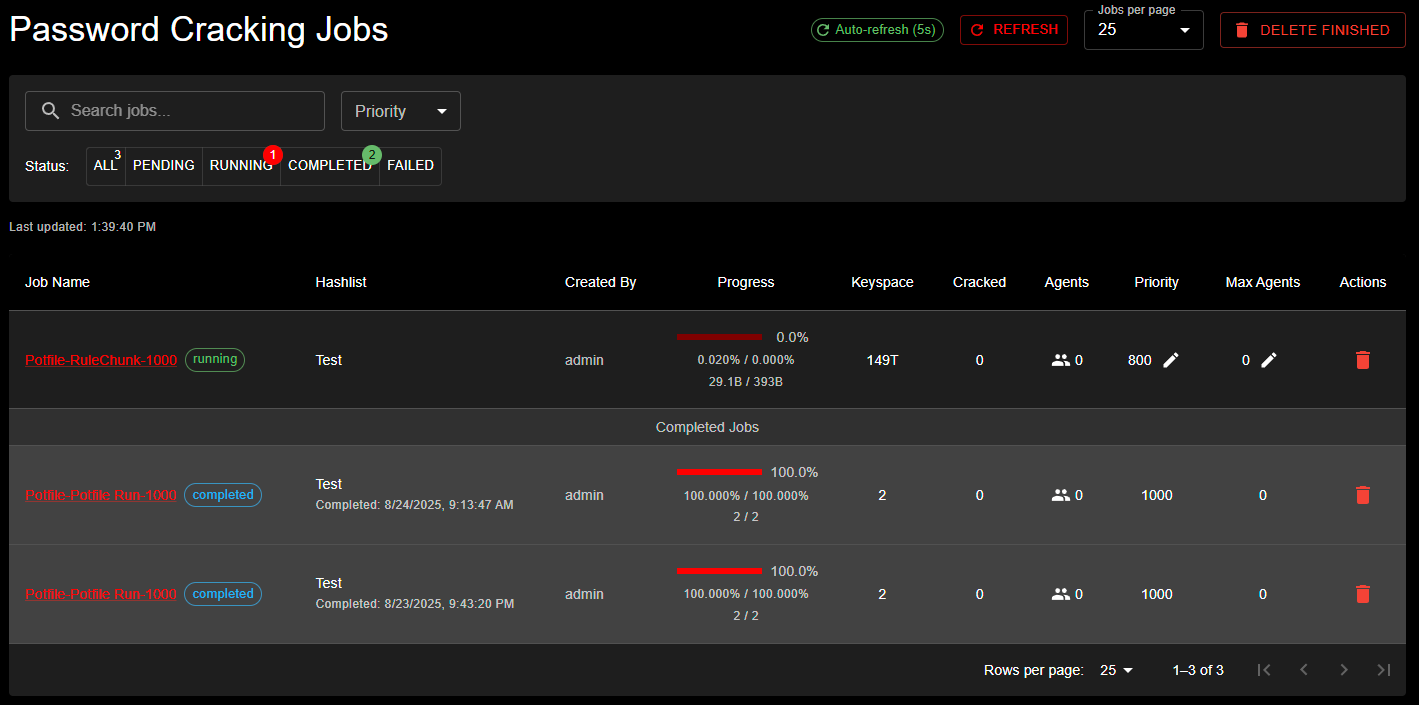 Jobs Management Interface