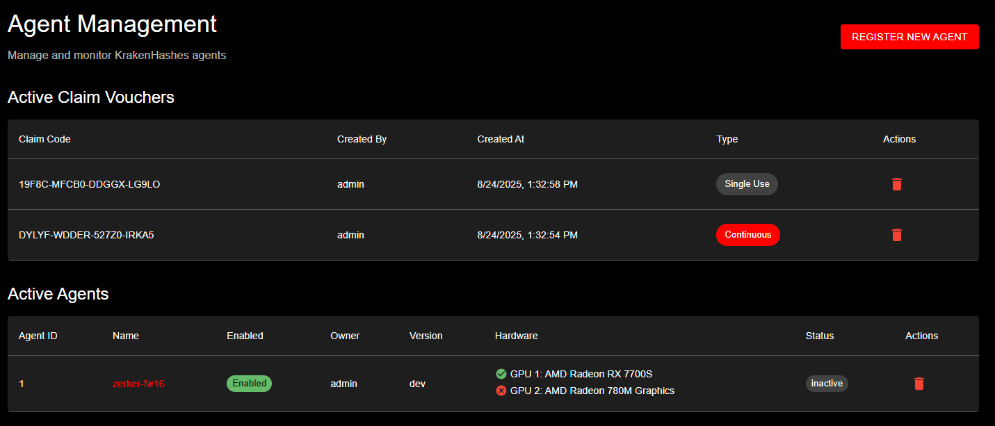 Agent Management Interface